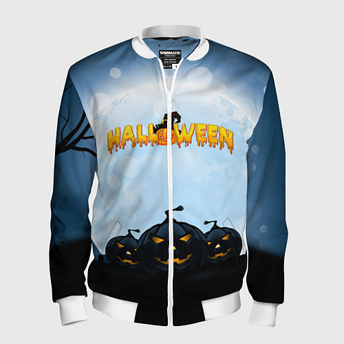 Мужской бомбер Halloween Pumpkin / 3D-Белый – фото 1