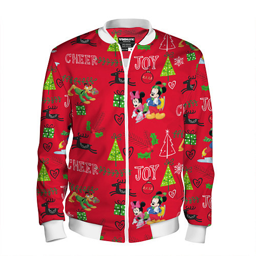 Мужской бомбер Mickey & Minnie pattern / 3D-Белый – фото 1