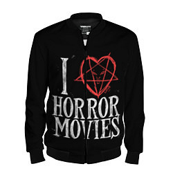 Бомбер мужской I Love Horror Movies, цвет: 3D-черный