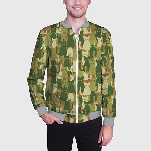 Мужской бомбер Камуфляж из котов / 3D-Меланж – фото 3