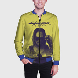 Бомбер мужской Cyberpunk 2077, цвет: 3D-синий — фото 2