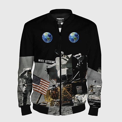 Мужской бомбер Высадка На Луну / 3D-Черный – фото 1