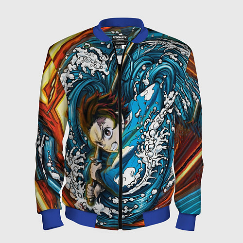 Мужской бомбер Танджиро Камадо Клинок демонов / 3D-Синий – фото 1