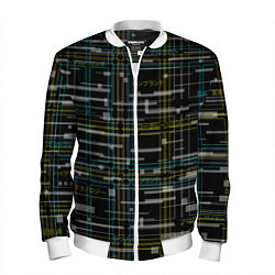 Бомбер мужской Cyberpunk Tartan, цвет: 3D-белый