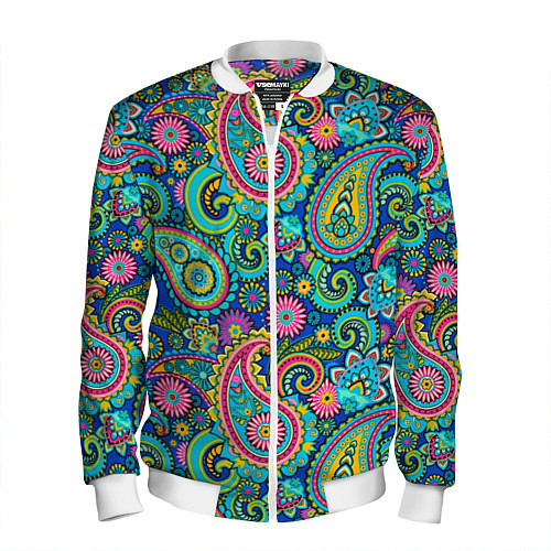 Мужской бомбер Славянские Узоры / 3D-Белый – фото 1