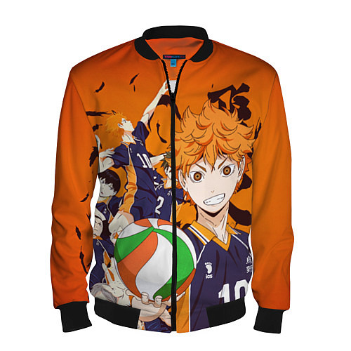 Мужской бомбер ВОЛЕЙБОЛ!! HAIKYUU!! / 3D-Черный – фото 1