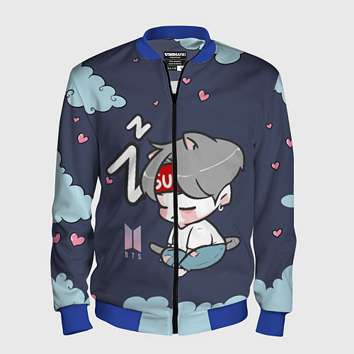 Мужской бомбер BTS Sleep / 3D-Синий – фото 1