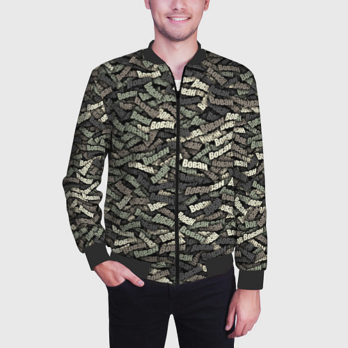 Мужской бомбер Камуфляж - Вован / 3D-Черный – фото 3