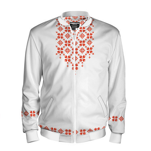 Мужской бомбер Белорусская вышиванка / 3D-Белый – фото 1