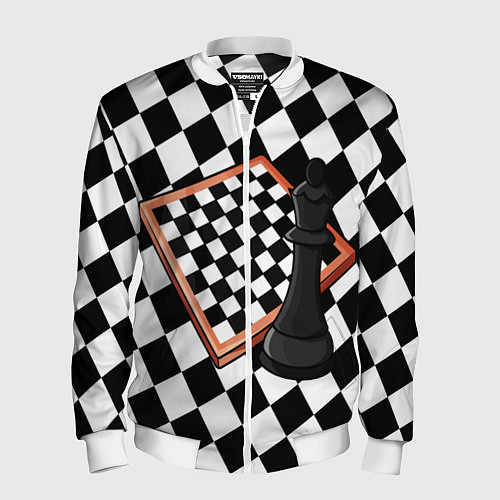 Мужской бомбер Шахматы / 3D-Белый – фото 1