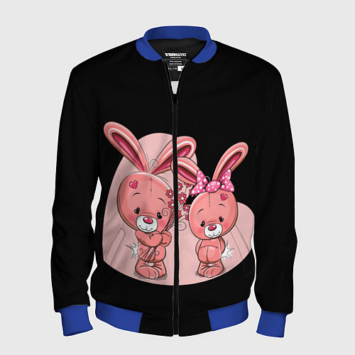 Мужской бомбер ЗАЙЧИКИ / 3D-Синий – фото 1