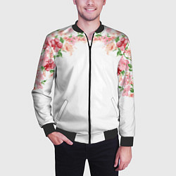 Бомбер мужской Цветы, цвет: 3D-черный — фото 2