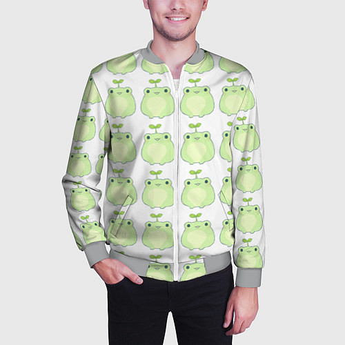 Мужской бомбер Лягушки-росточки / 3D-Меланж – фото 3