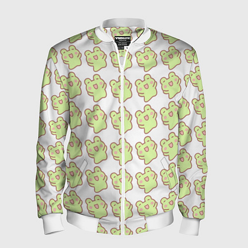 Мужской бомбер Счастливые лягушки / 3D-Белый – фото 1