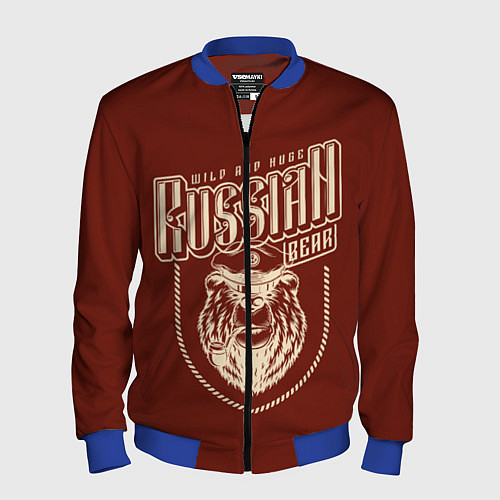 Мужской бомбер Русский медведь капитан / 3D-Синий – фото 1