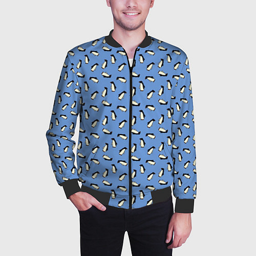 Мужской бомбер Пингвины / 3D-Черный – фото 3