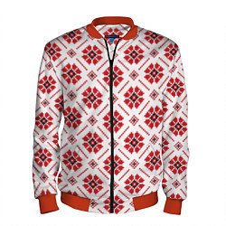 Бомбер мужской Славянская одежда, цвет: 3D-красный
