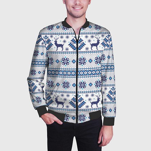 Мужской бомбер Русские народные узоры / 3D-Черный – фото 3