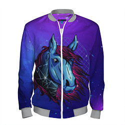 Бомбер мужской Retrowave Neon Horse, цвет: 3D-меланж