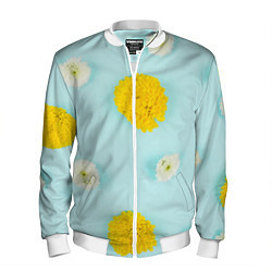 Бомбер мужской Одуванчики Dandelions, цвет: 3D-белый