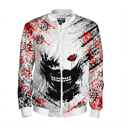 Мужской бомбер ТОКИЙСКИЙ ГУЛЬ КЕН КАНЕКИ / 3D-Белый – фото 1