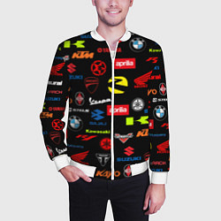 Бомбер мужской Motorcycle pattern Мото паттерн Z, цвет: 3D-белый — фото 2