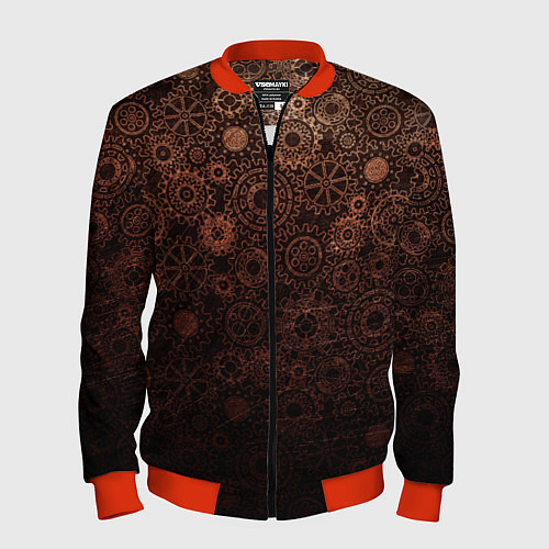 Мужской бомбер Шестеренки / 3D-Красный – фото 1