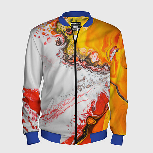 Мужской бомбер Рисунок желтой краской / 3D-Синий – фото 1