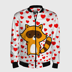 Бомбер мужской Енот в сердечках, цвет: 3D-черный