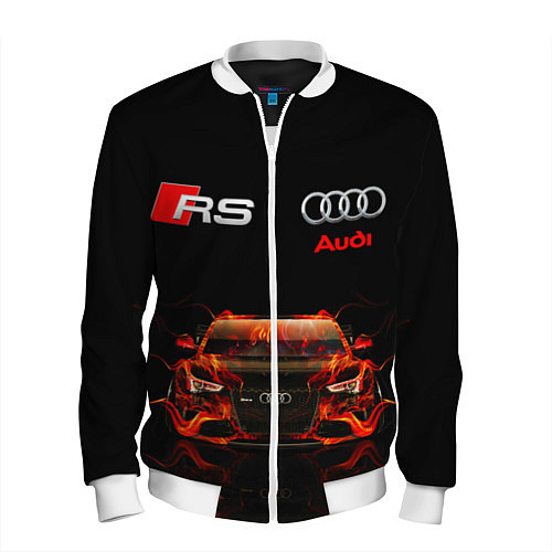 Мужской бомбер AUDI RS 5 FIRE АУДИ РС 5 / 3D-Белый – фото 1