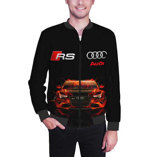 Мужской бомбер AUDI RS 5 FIRE АУДИ РС 5 / 3D-Черный – фото 3