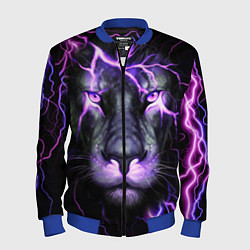 Бомбер мужской НЕОНОВЫЙ ЛЕВ NEON LION, цвет: 3D-синий