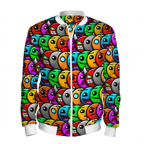 Мужской бомбер Geometry Dash: Pattern Z / 3D-Белый – фото 1