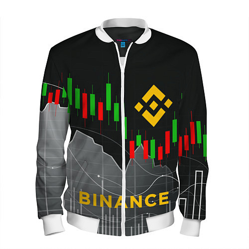 Мужской бомбер BINANCE БИНАНС ГРАФИК / 3D-Белый – фото 1