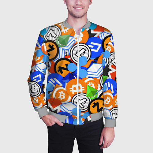 Мужской бомбер КРИПТОВАЛЮТЫ CRYPTOCURRENCY / 3D-Меланж – фото 3