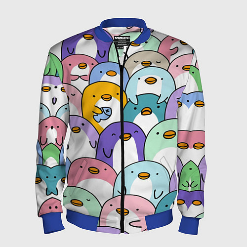 Мужской бомбер Пингвины / 3D-Синий – фото 1
