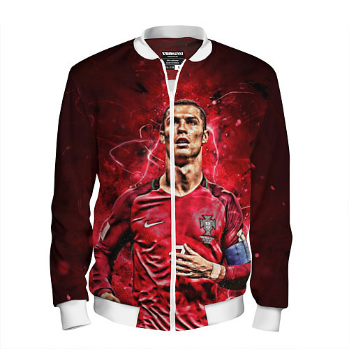 Мужской бомбер Cristiano Ronaldo Portugal / 3D-Белый – фото 1