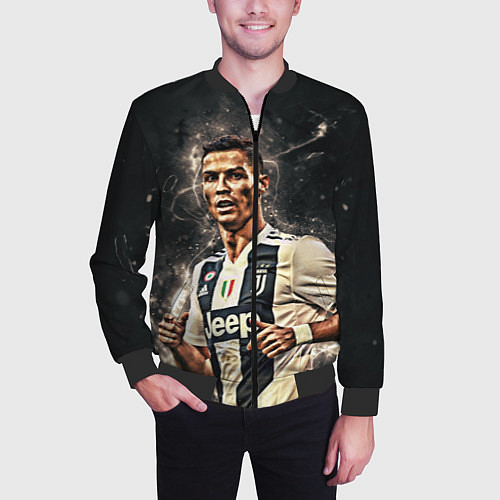Мужской бомбер Криштиану Роналду Ювентус / 3D-Черный – фото 3
