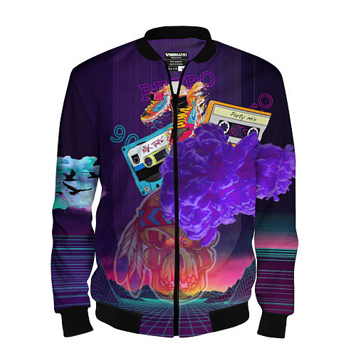 Мужской бомбер Ретро 90-е / 3D-Черный – фото 1