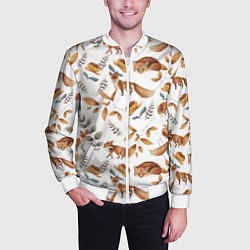 Бомбер мужской Лиса, цвет: 3D-белый — фото 2