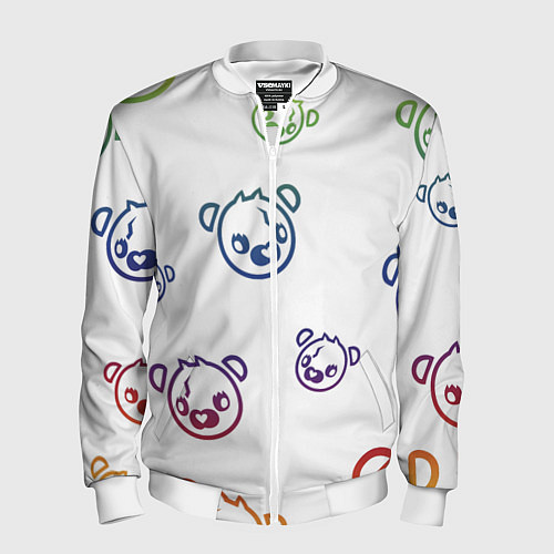 Мужской бомбер White Colorful Bear / 3D-Белый – фото 1