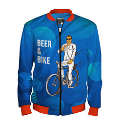 Бомбер мужской Велосипед и пиво, цвет: 3D-красный