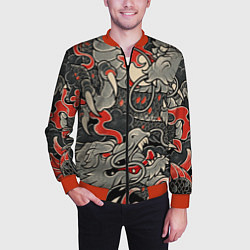 Бомбер мужской Китайский Дракон, China Dragon, цвет: 3D-красный — фото 2