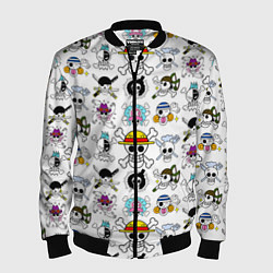 Бомбер мужской Веселые Роджеры пиратов Соломенной Шляпы, цвет: 3D-черный