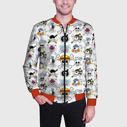 Бомбер мужской Веселые Роджеры пиратов Соломенной Шляпы, цвет: 3D-красный — фото 2