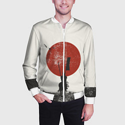 Бомбер мужской Самурай на коне, цвет: 3D-белый — фото 2
