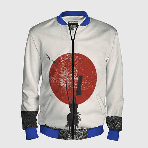 Мужской бомбер Самурай на коне / 3D-Синий – фото 1