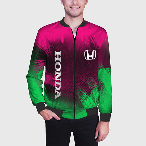 Мужской бомбер NEON HONDA НЕОН ХОНДА / 3D-Черный – фото 3