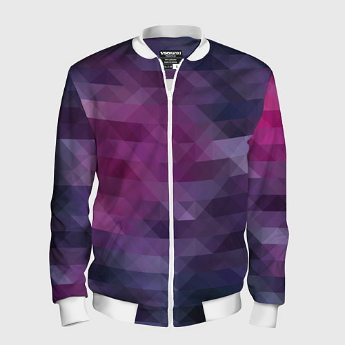 Мужской бомбер Фиолетово-бордовый узор / 3D-Белый – фото 1