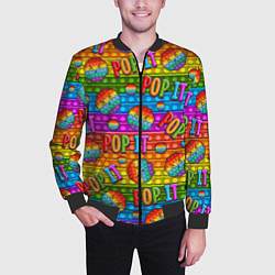 Бомбер мужской POP IT SMILE ПОП ИТ ПУПЫРКА, цвет: 3D-черный — фото 2